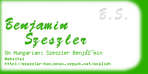 benjamin szeszler business card